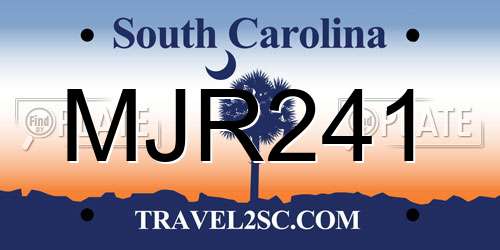 MJR241 South Carolina License Plate
