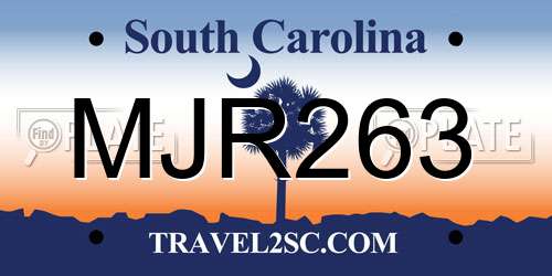 MJR263 South Carolina License Plate