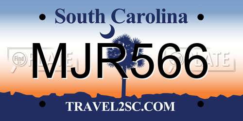 MJR566 South Carolina License Plate