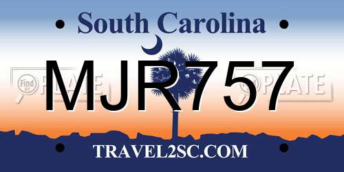 MJR757 South Carolina License Plate