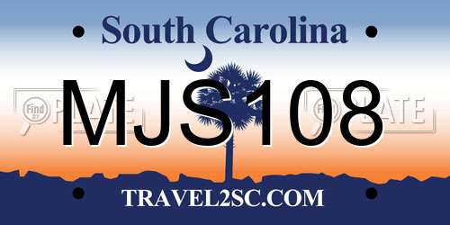 MJS108 South Carolina License Plate