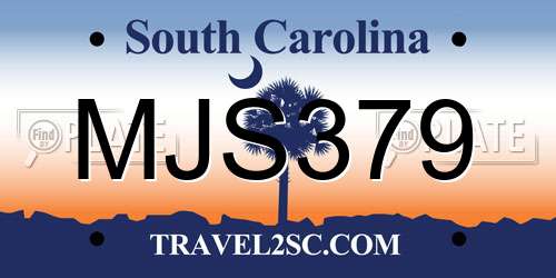 MJS379 South Carolina License Plate
