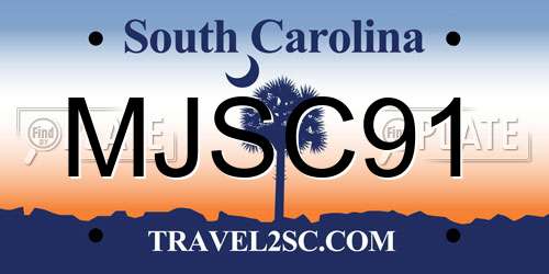 MJSC91 South Carolina License Plate