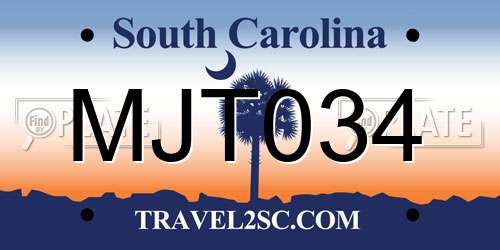 MJT034 South Carolina License Plate