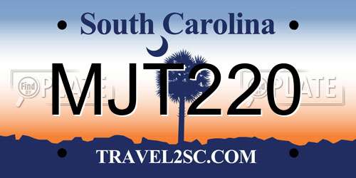 MJT220 South Carolina License Plate