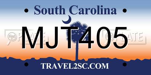 MJT405 South Carolina License Plate