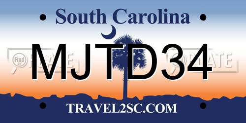 MJTD34 South Carolina License Plate