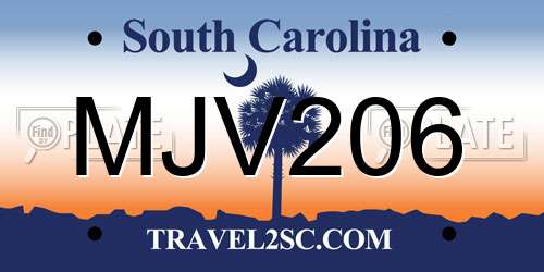 MJV206 South Carolina License Plate