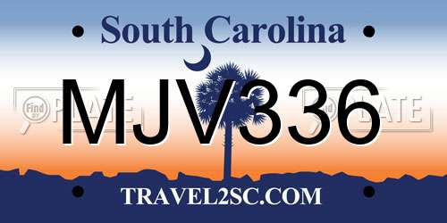 MJV336 South Carolina License Plate