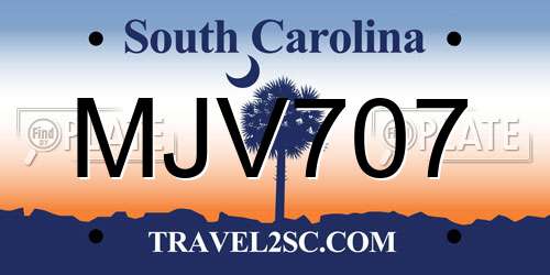 MJV707 South Carolina License Plate