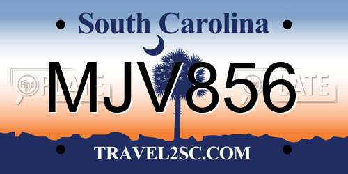 MJV856 South Carolina License Plate