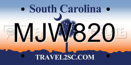 MJW820 South Carolina License Plate