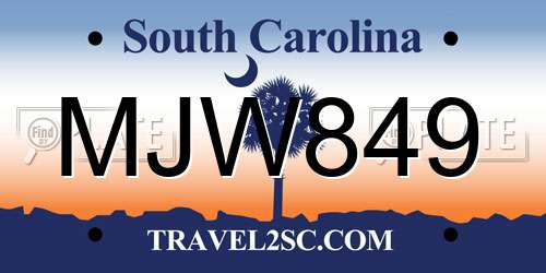 MJW849 South Carolina License Plate