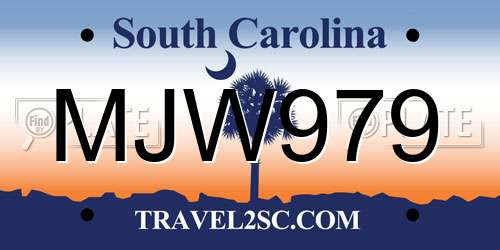 MJW979 South Carolina License Plate