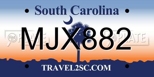 MJX882 South Carolina License Plate