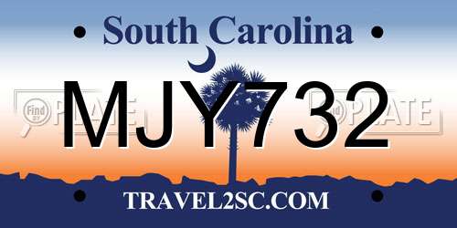 MJY732 South Carolina License Plate