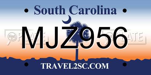 MJZ956 South Carolina License Plate