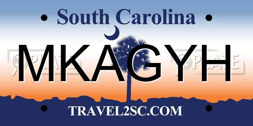 MKAGYH South Carolina License Plate