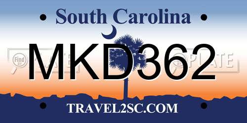 MKD362 South Carolina License Plate