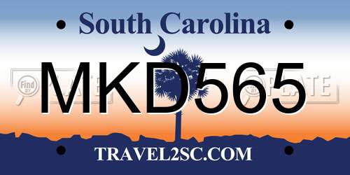 MKD565 South Carolina License Plate