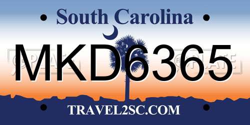 MKD6365 South Carolina License Plate