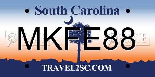 MKFE88 South Carolina License Plate