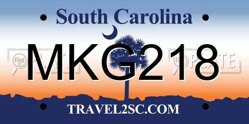 MKG218 South Carolina License Plate