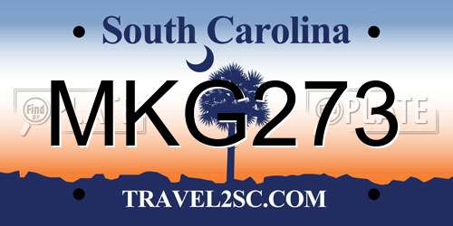 MKG273 South Carolina License Plate