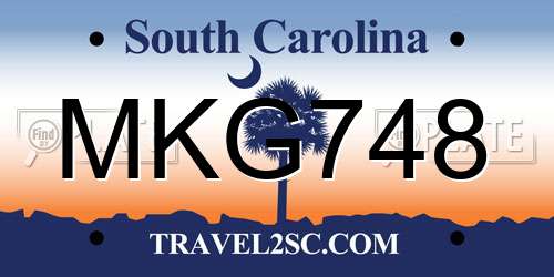 MKG748 South Carolina License Plate