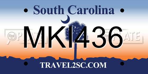 MKI436 South Carolina License Plate