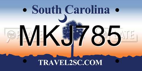 MKJ785 South Carolina License Plate