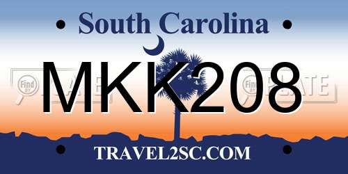MKK208 South Carolina License Plate