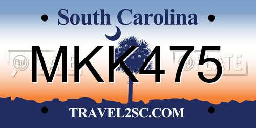 MKK475 South Carolina License Plate