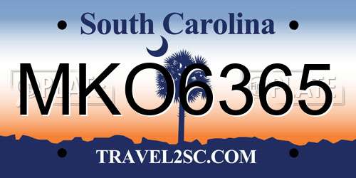 MKO6365 South Carolina License Plate