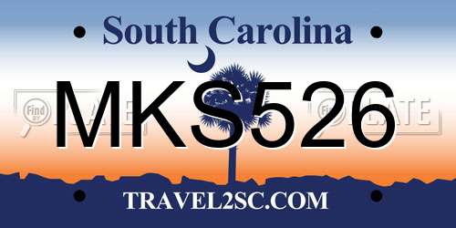 MKS526 South Carolina License Plate