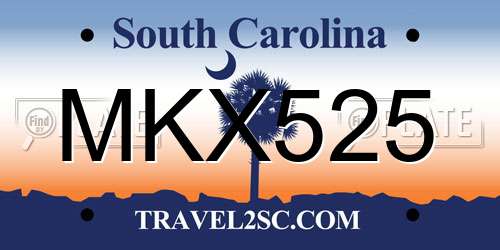MKX525 South Carolina License Plate