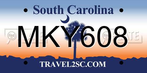 MKY608 South Carolina License Plate
