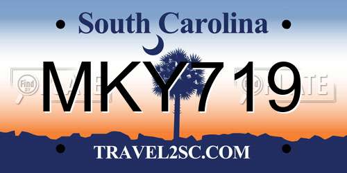 MKY719 South Carolina License Plate
