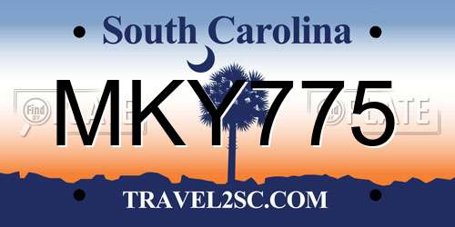 MKY775 South Carolina License Plate