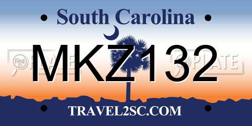 MKZ132 South Carolina License Plate
