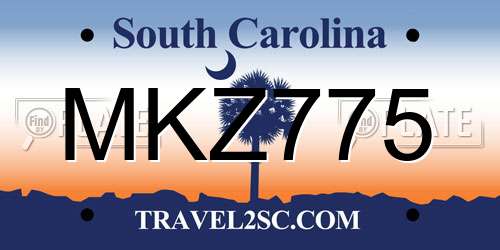MKZ775 South Carolina License Plate