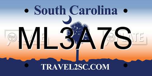 ML3A7S South Carolina License Plate