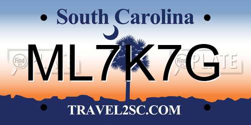 ML7K7G South Carolina License Plate