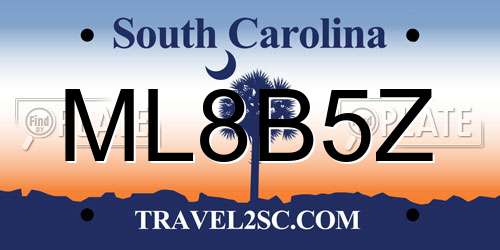 ML8B5Z South Carolina License Plate