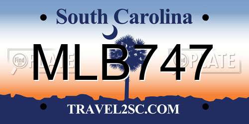 MLB747 South Carolina License Plate