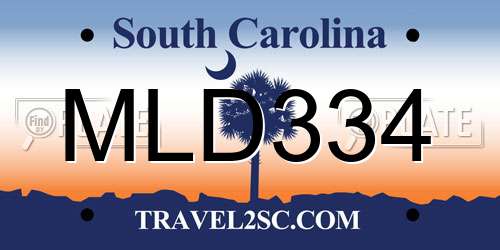 MLD334 South Carolina License Plate