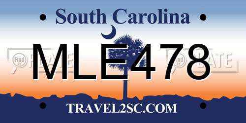 MLE478 South Carolina License Plate