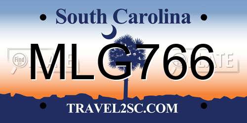 MLG766 South Carolina License Plate