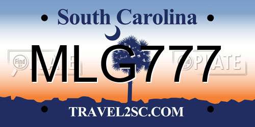 MLG777 South Carolina License Plate
