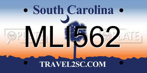 MLI562 South Carolina License Plate